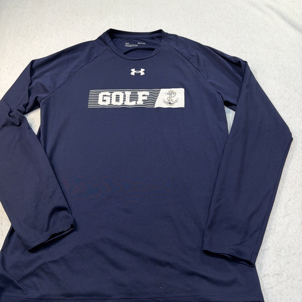 Under Armour Shirt Mens Small Navy Blue Loose Golf Navy Long Sleeve